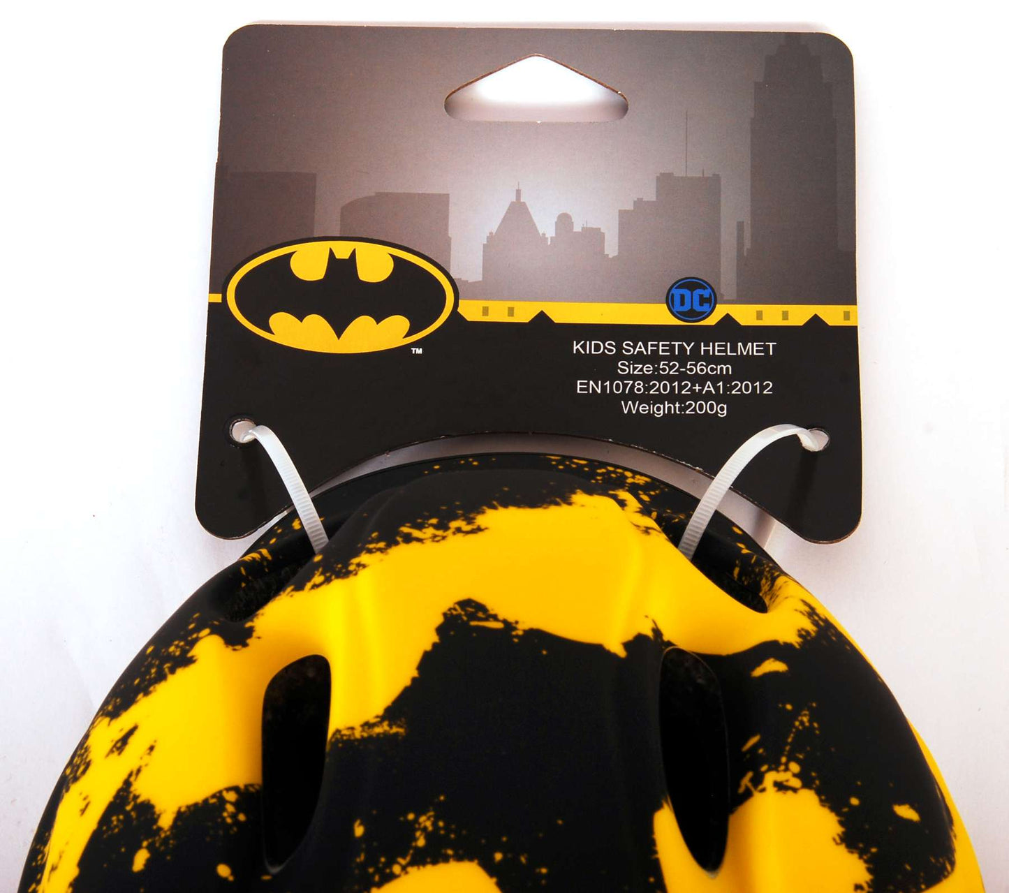 Casco de bicicleta de skate Batman Junigoud 52-56 cm de amarillo negro