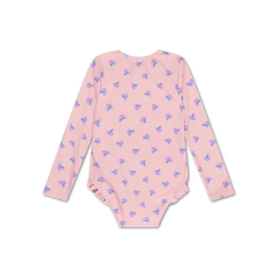 Blackberry | beige viola ragazze costume da bagno con maniche lunghe