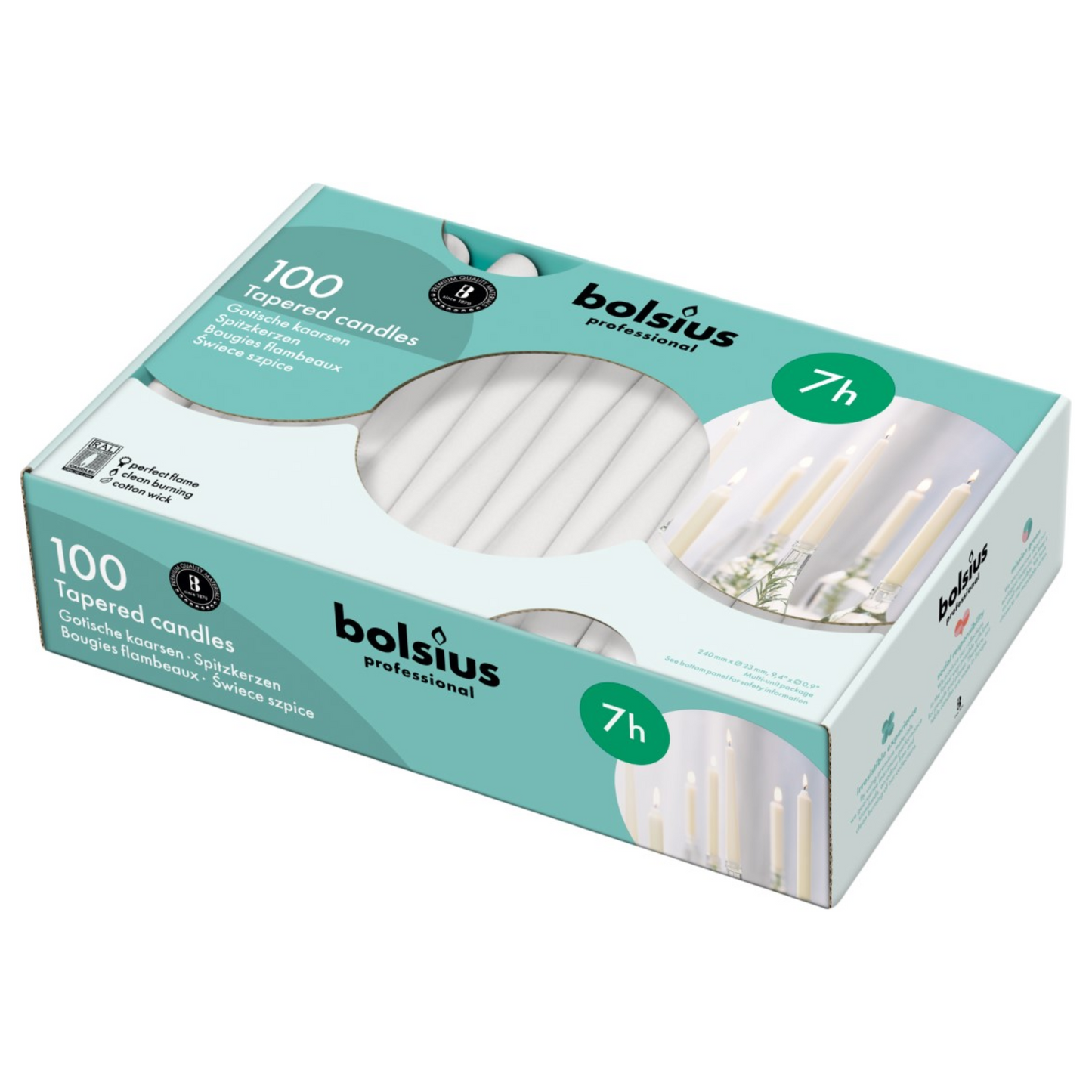 Bolsius candela professionale gotica bianca (100 pezzi)