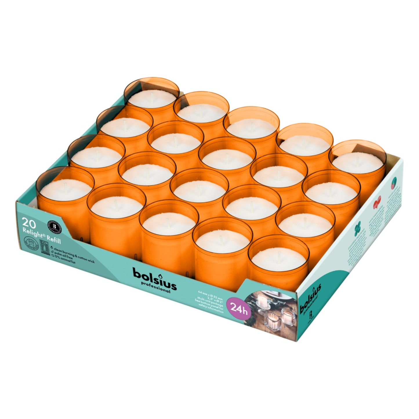 Recambio de recarga profesional Bolsius naranja (20 piezas)