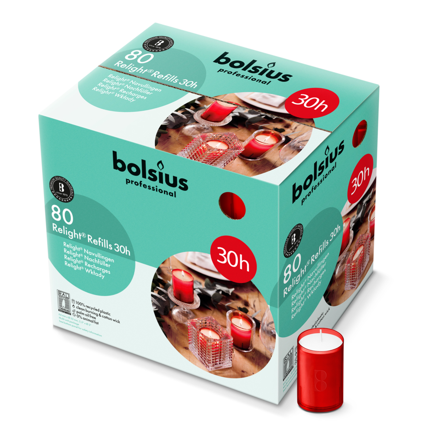 Bolsius relight ricarica rosso 30 ore (80 pezzi)