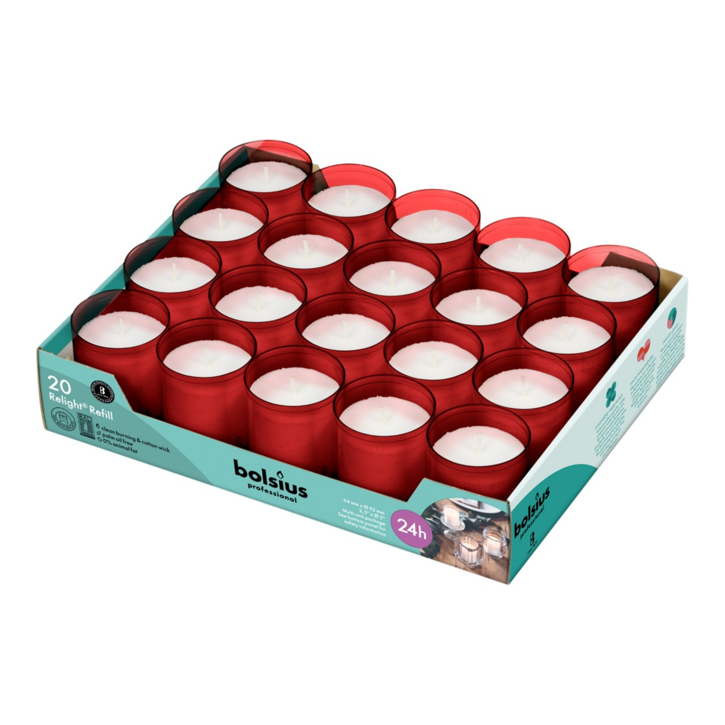 Ricarica Bolsius relight rossa (20 pezzi)