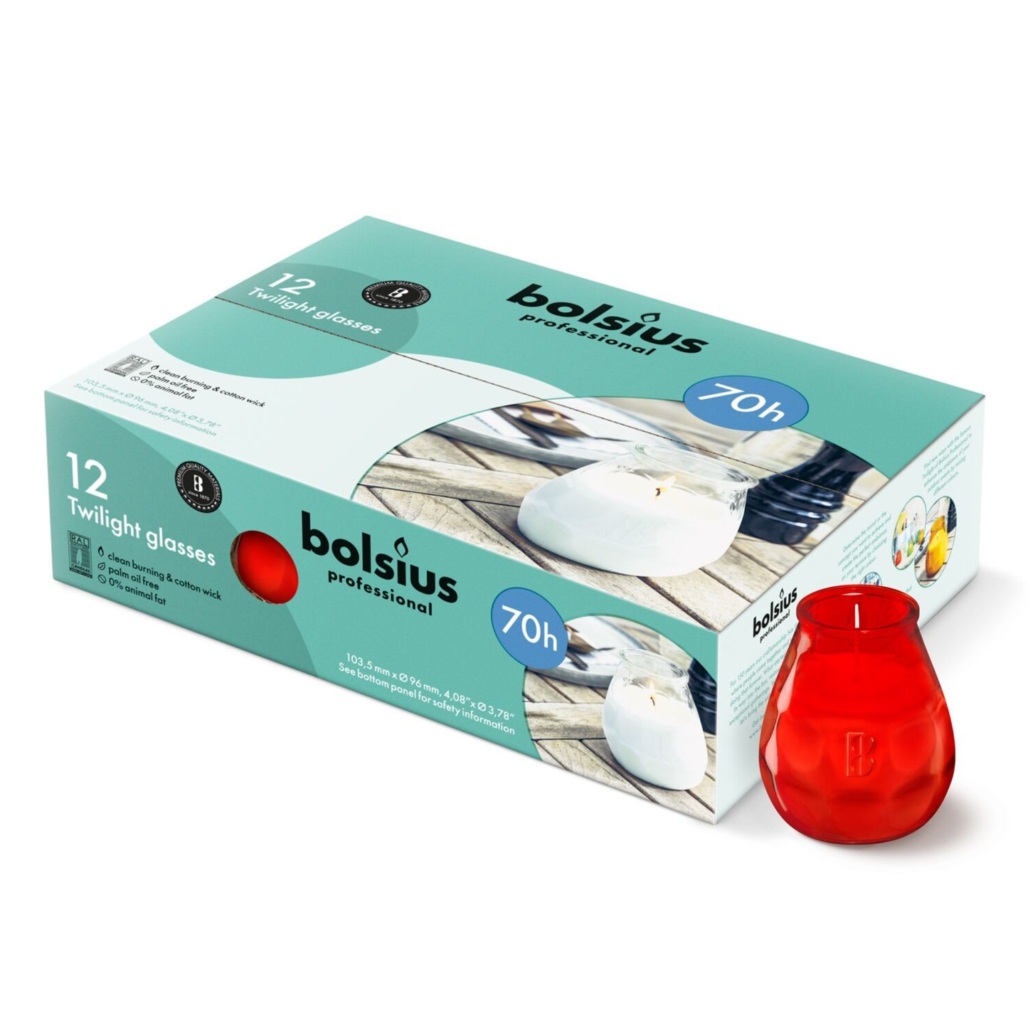 Bolsius rosso crepuscolo (12 pezzi)