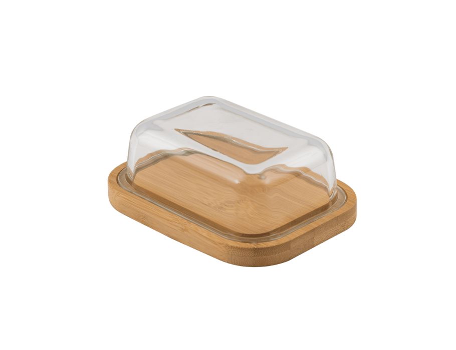 Escala de mantequilla vírgica de punto con tapa de vidrio