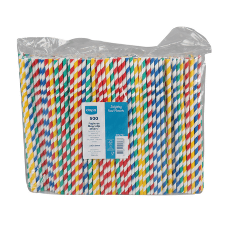 Pajita para doblar depa papel surtido fsc 6x220 mm (500 piezas)