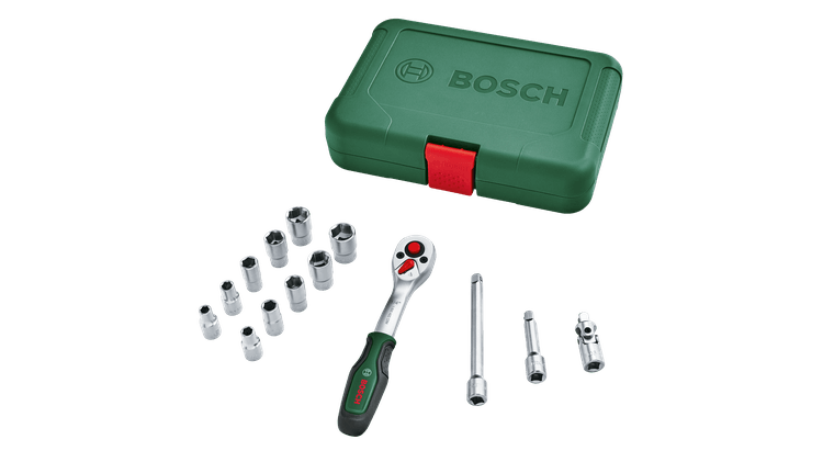 Juego de trinquete Bosch verde 1 4 14 piezas - 1600a02by0