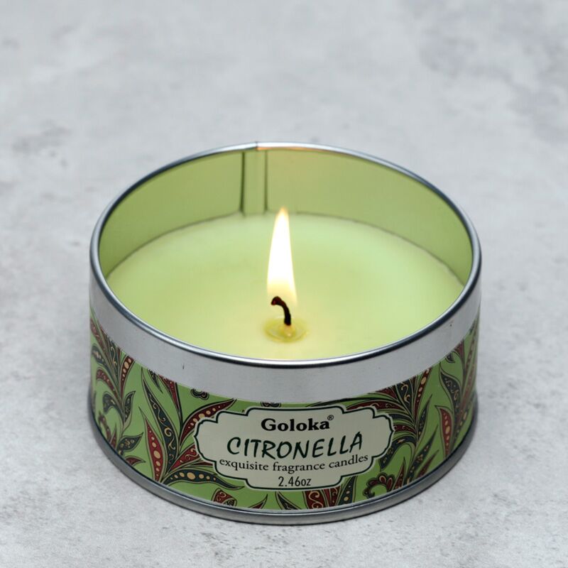 Vela de cera de parafina de citronela Goloka en blik