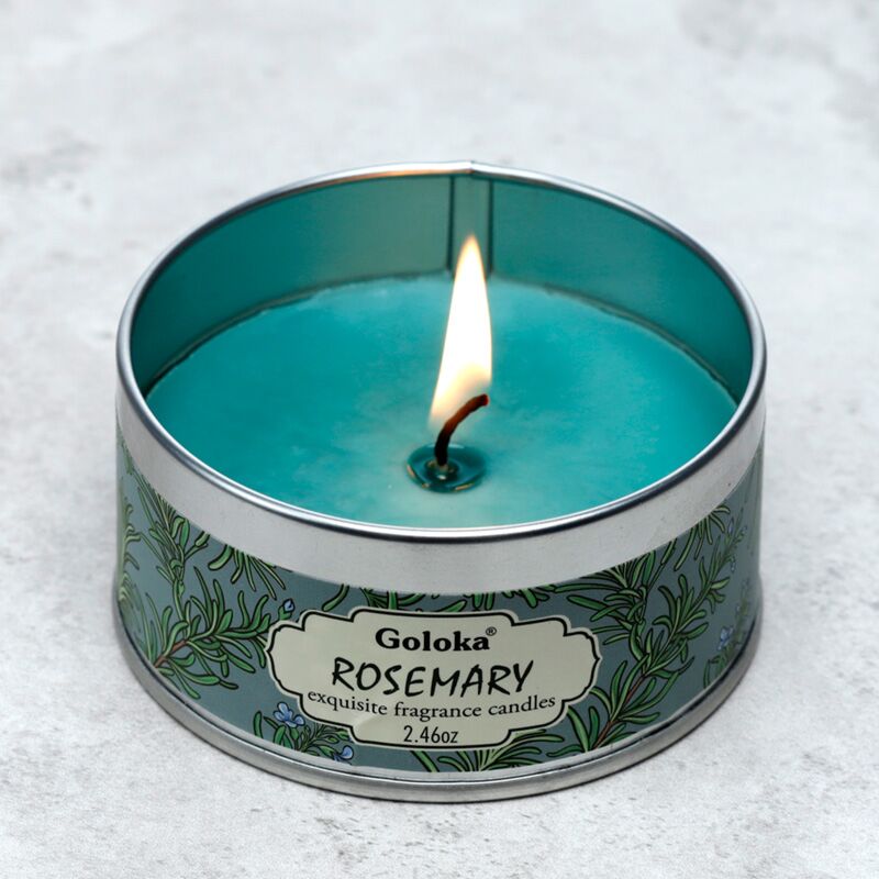 Vela perfumada con cera de parafina de Rosemary Goloka Rosemary en enlatado
