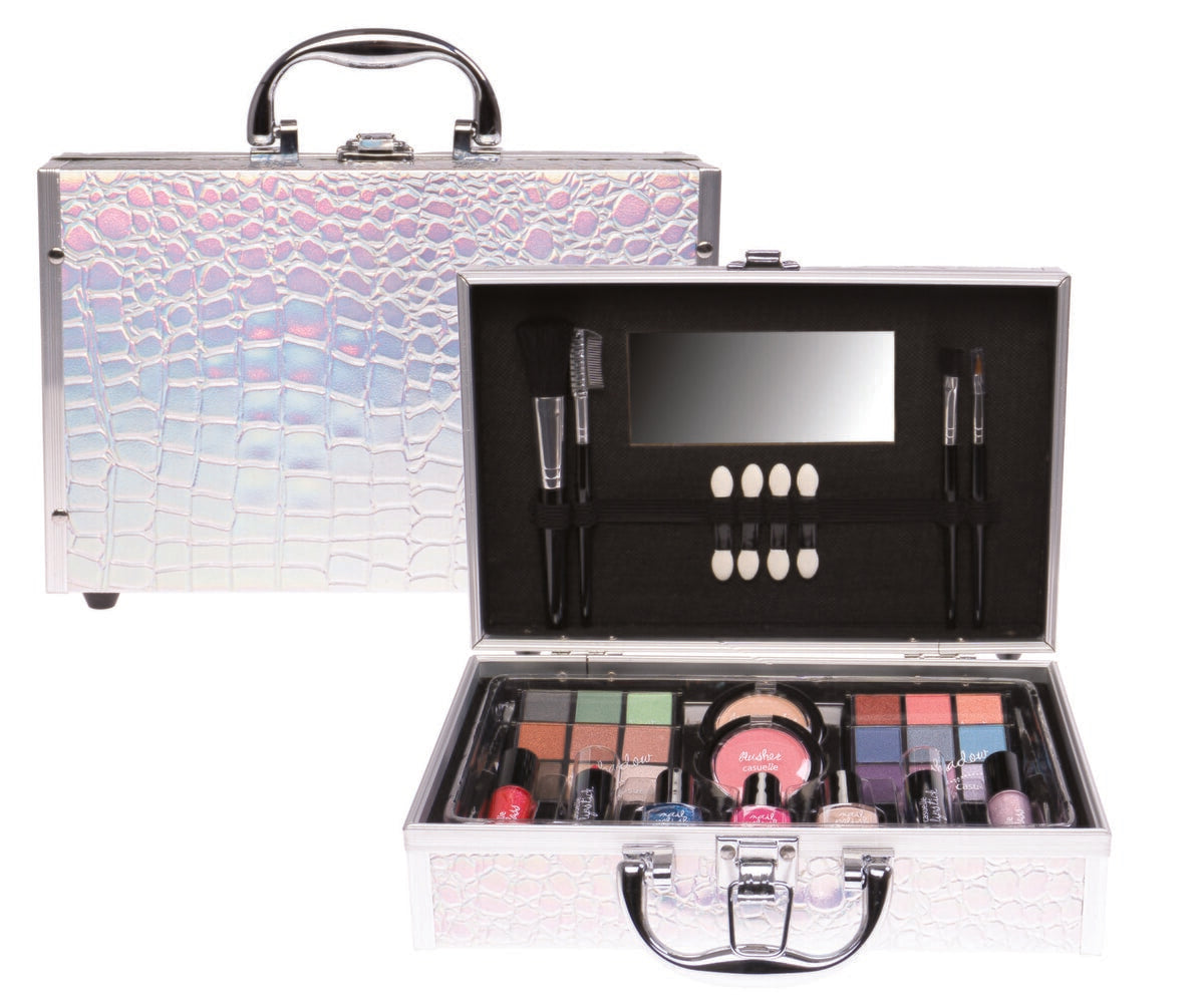 Set de maquillaje casuelle estampado cocodrilo plateado (81.588.00)
