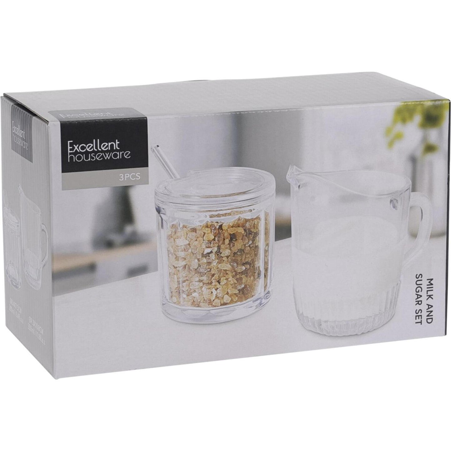 Ottimo set casalinghi zucchero e latte bicchiere 3 pezzi