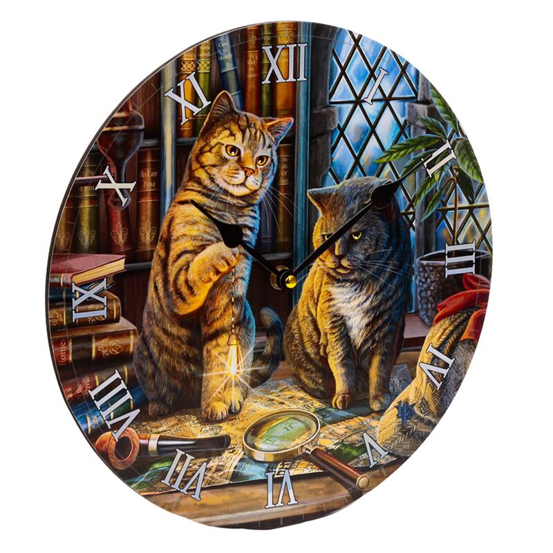 Lisa Parker Purrlock Holmes Cat Stamped Clock