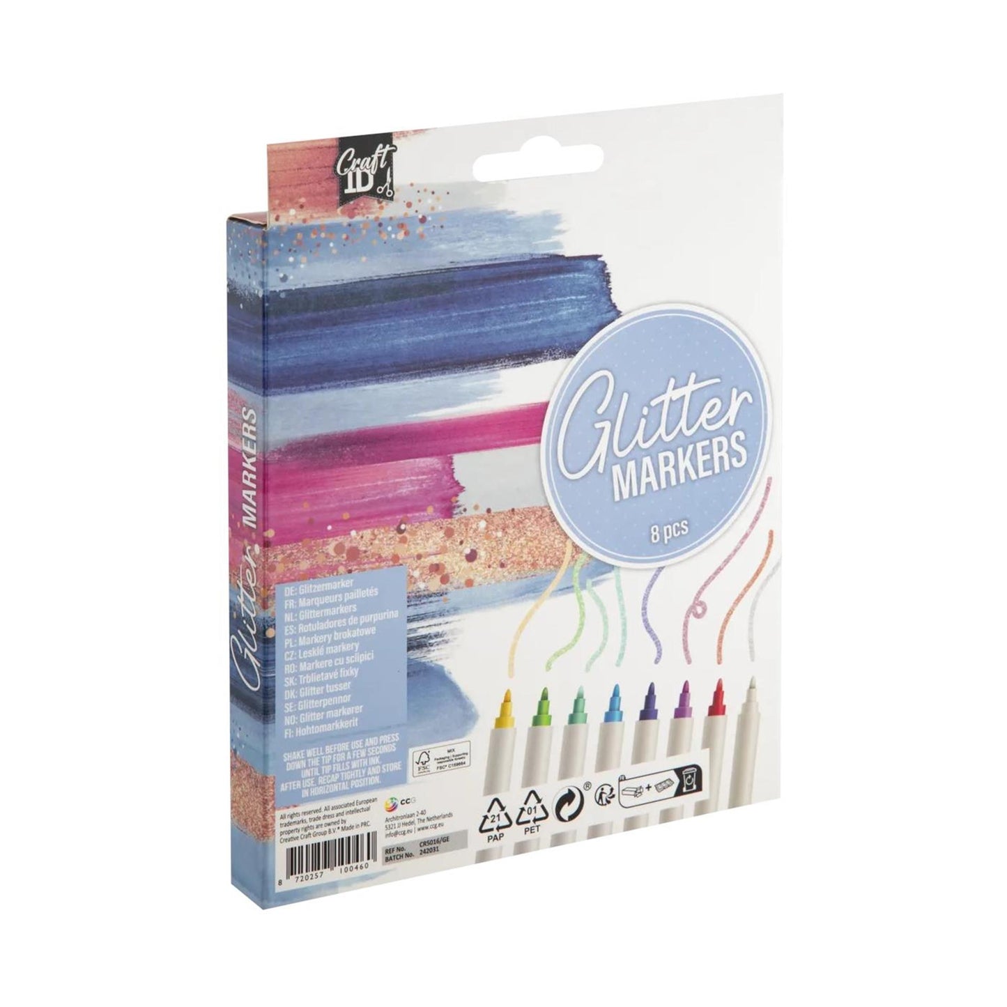 Craft sensations glitter markers 8-piece
