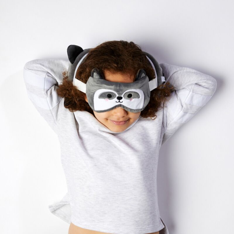 Relaxeazzz Pluche Raccoon attorno alla maschera per dormire cuscini da viaggio