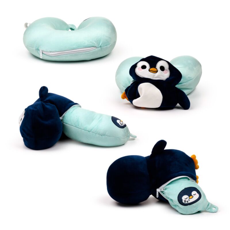 Swapseazzz adoramals pinguin 2 in 1 cuscino da viaggio peluche
