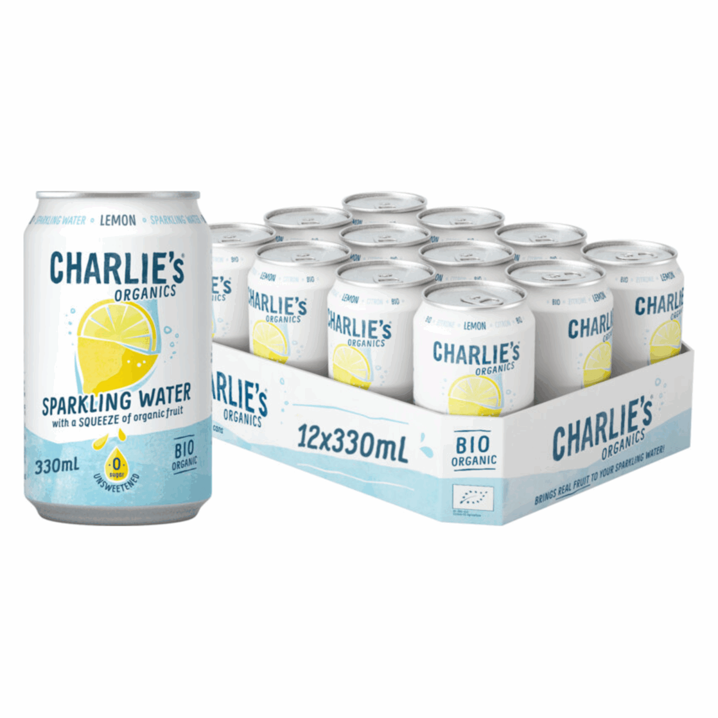 Lattina bio acqua frizzante al limone Charlie's Organics (12x 33cl)