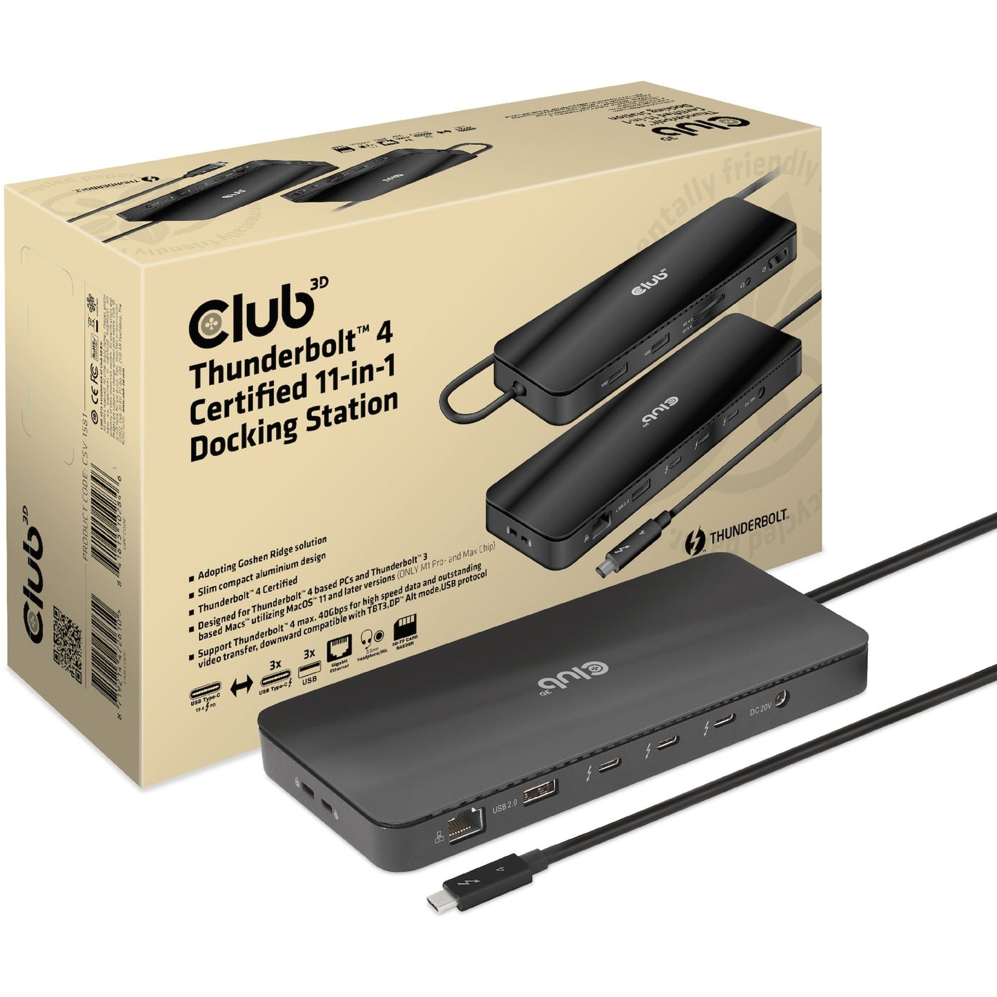 Club 3D Thunderbolt 4 certificato 11 in 1 stazione