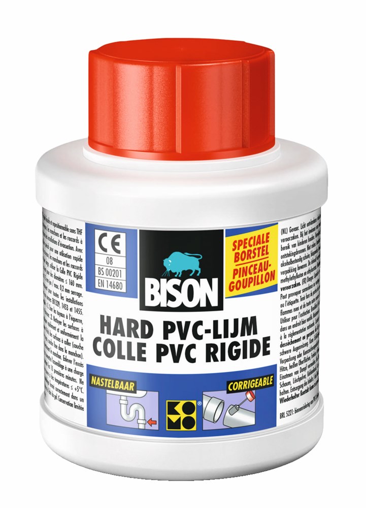Bison Hard PVC Glue Vial 250 ml con cepillo