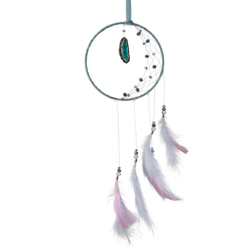 Black Half Maan Dreamcatcher con agata