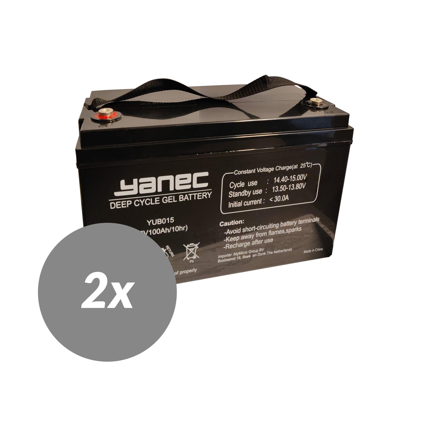 BATTERE GEL Yanec Batteria 12V 100 AH Set di sostituzione (Esc. Cavi)