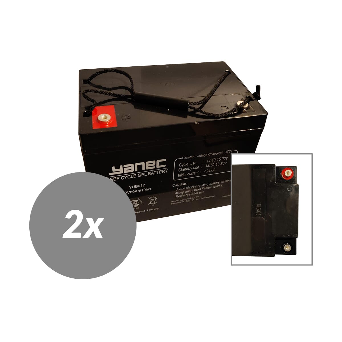 BATTERE GEL Yanec Batteria da 12 V 80 AH Set di sostituzione (Esc. Cavi)