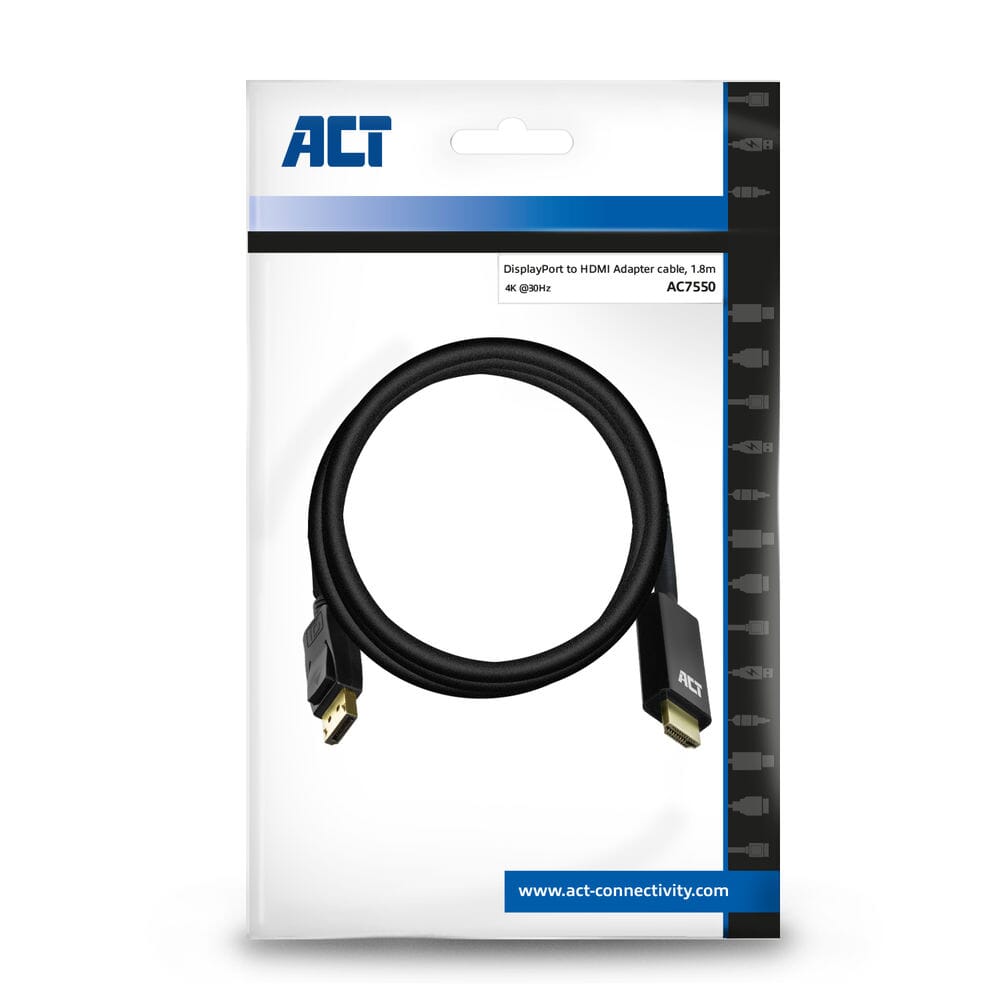 ACT DisplayPort Male a HDMI Cable adaptador masculino, 1.8 m