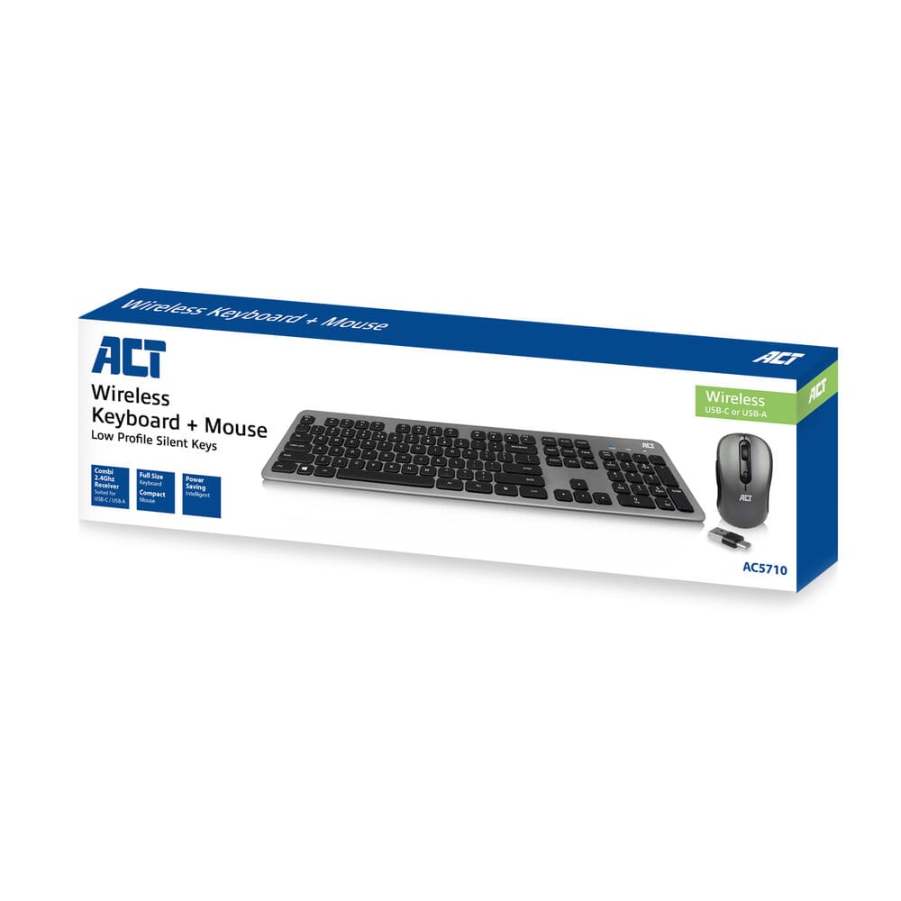 ACT Wireless Set con teclado y mouse (diseño de Qwerty US)