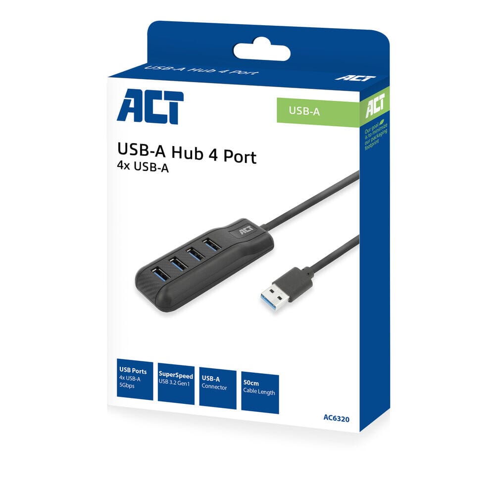 ACT USB-A HUB 3.0, 4 puertos USB-A