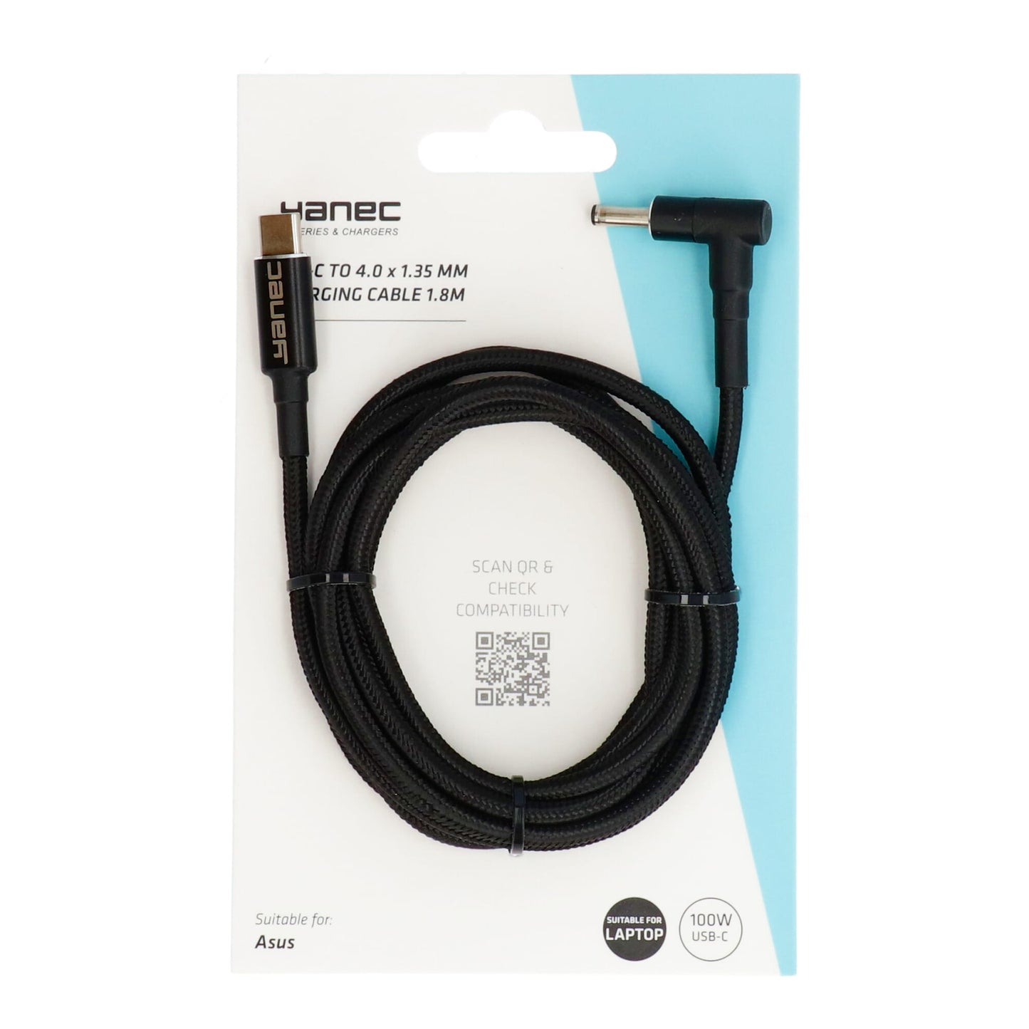 Yanec USB-C a 4.0 x 1.35 mm Cable de carga 1.8m