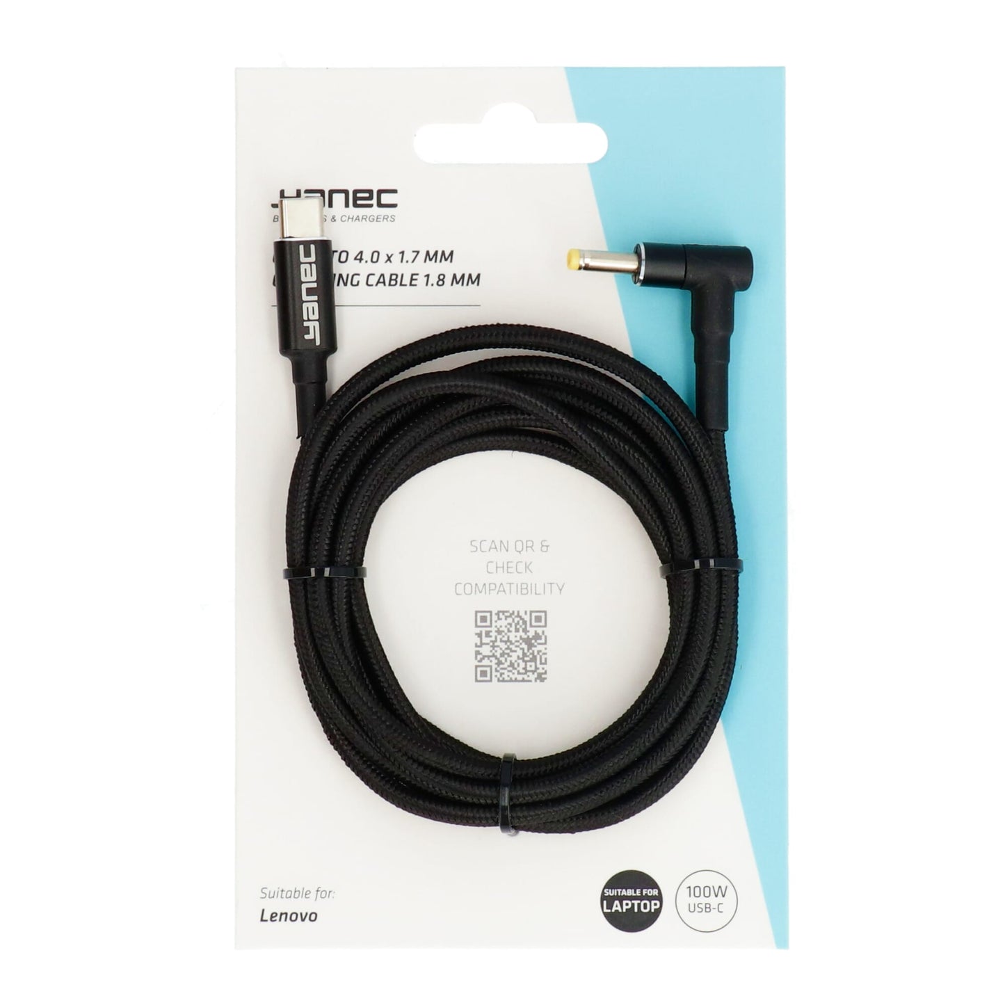 Yanec USB-C a 4.0 x 1.7 mm Cable de carga 1.8m
