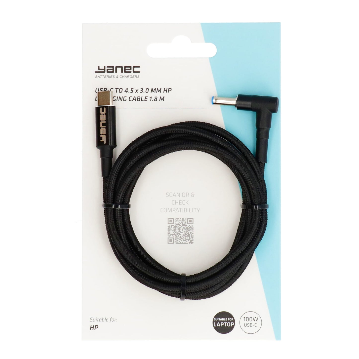 Yanec USB-C a 4.5 x 3.0 mm Cable de carga HP 1.8m
