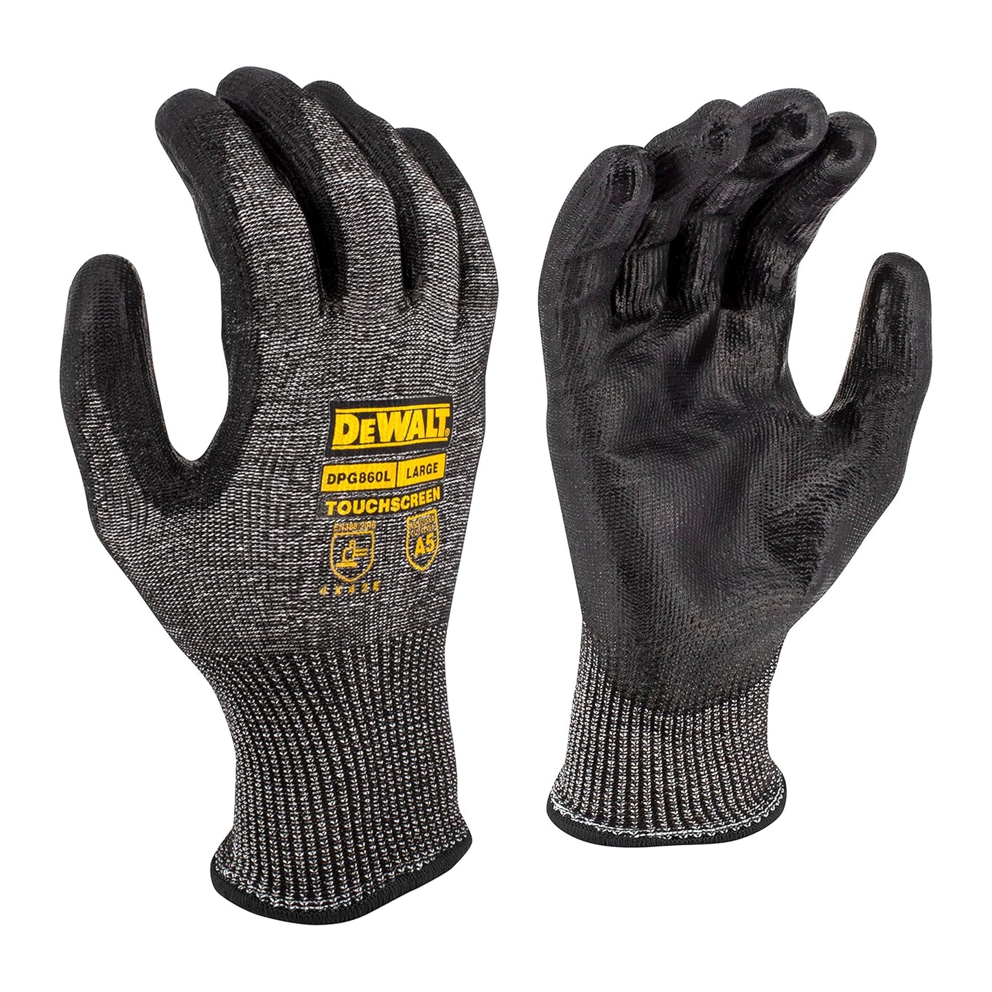 Guante de trabajo Dewalt 13g A4 Touch L con resistencia al corte de nivel A4 - DPG860Leu