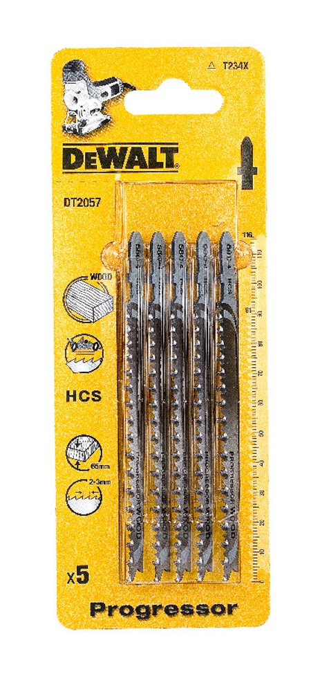 Accesorios Dewalt hoja de sierra de calar hcs Progressor para madera, aglomerado, madera contrachapada <65 mm, 116 x 91 x 2-3 mm, (t234x) - dt2057-qz