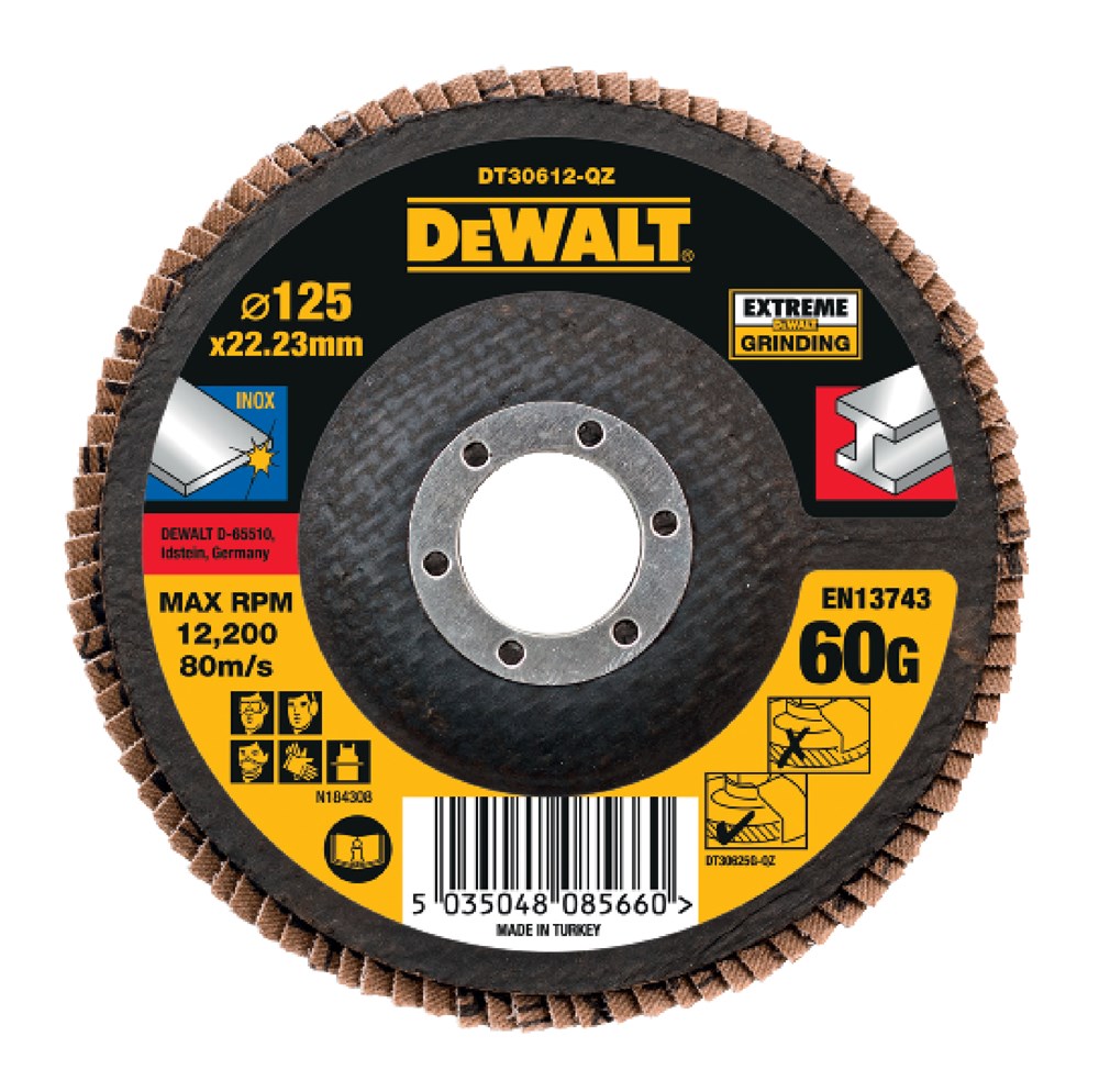 Accesorios Dewalt disco de lijado de láminas extreme 125x22,2 mm 60 g - dt30612-qz - 1 pieza - dt30612-qz