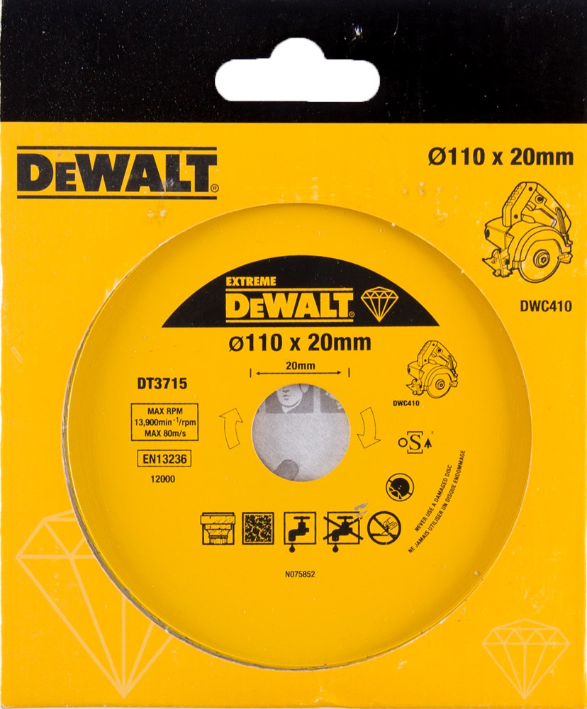 Accessori Dewalt Disco diamantato extreme per piastrelle, ø110x20mm (dwc410) - dt3715-qz