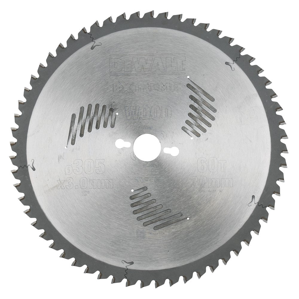 Accesorios Dewalt hoja de sierra circular 305x30x60t, dientes alternos, negativo 5°, muesca 3.0mm - dt4331-qz