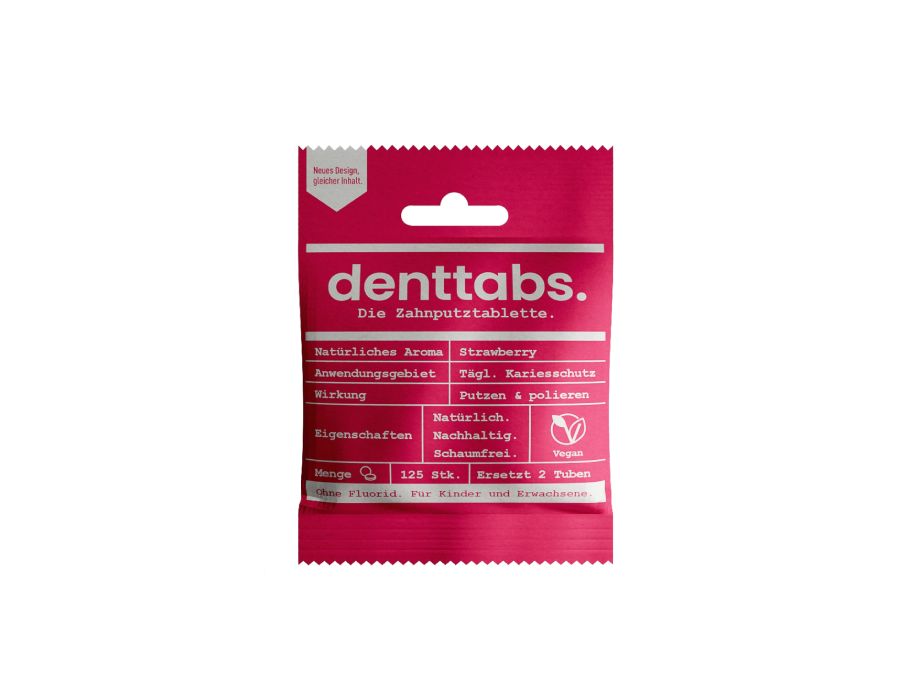 Tabletas de pasta de dientes de denttabs sin fresa fluorina