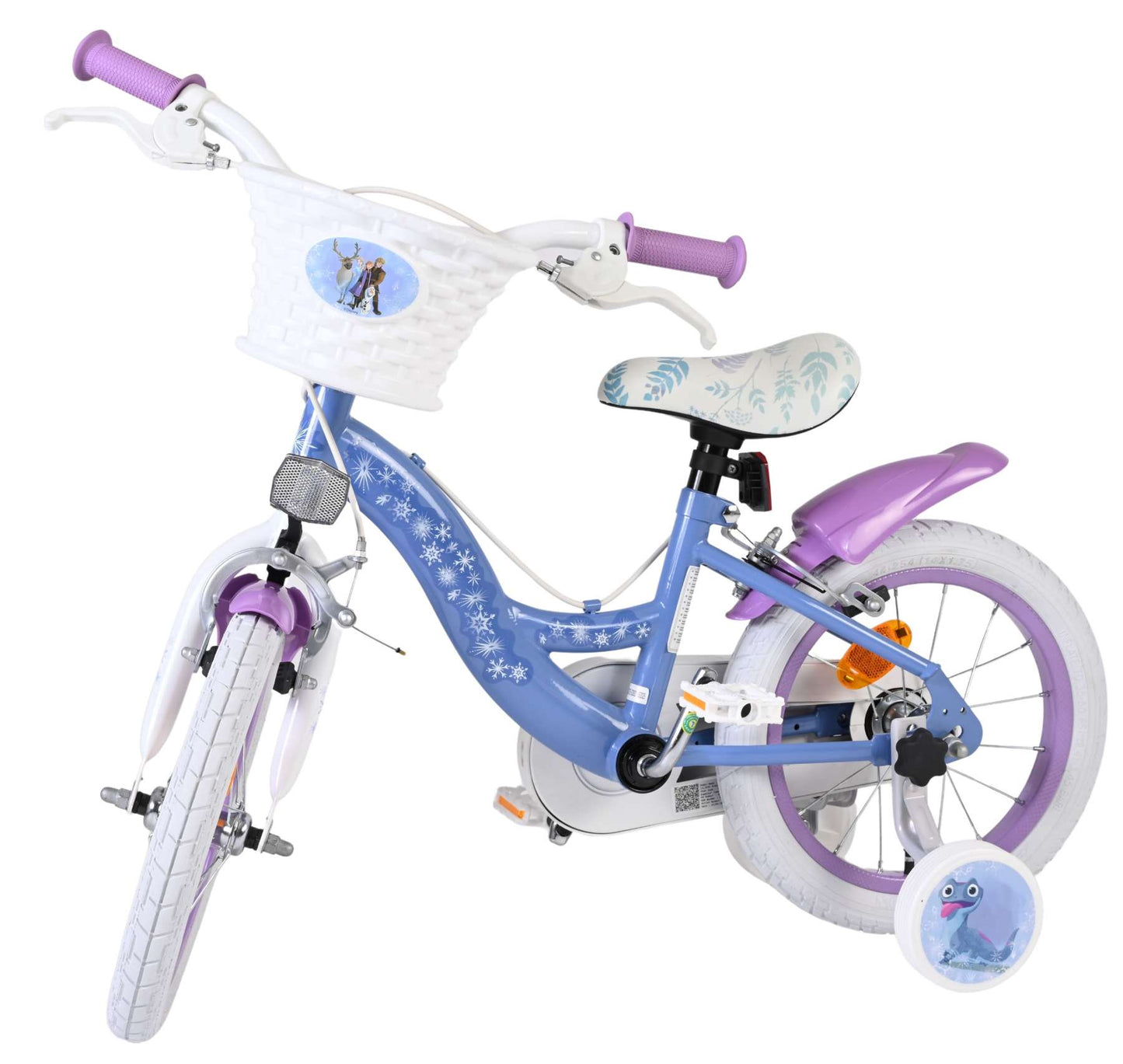 Bicicleta infantil Volare Disney Frozen 2 - niña - 14 pulgadas - azul violeta - dos frenos de mano