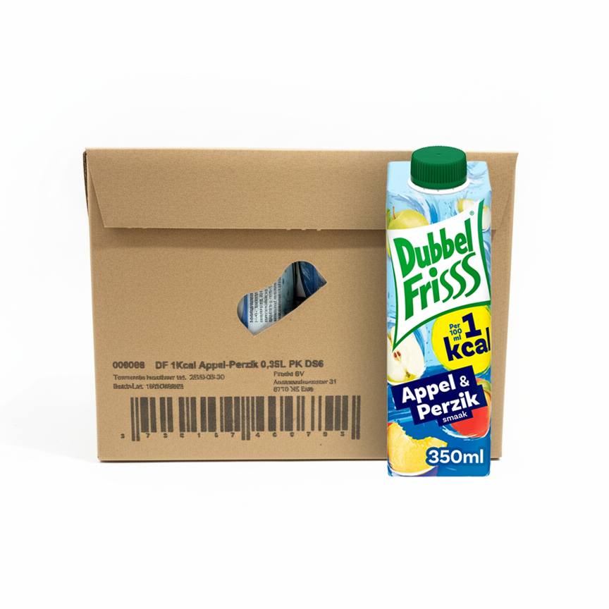 Dubbelfrisss 1kcal manzana melocotón pack (8x 350ml)