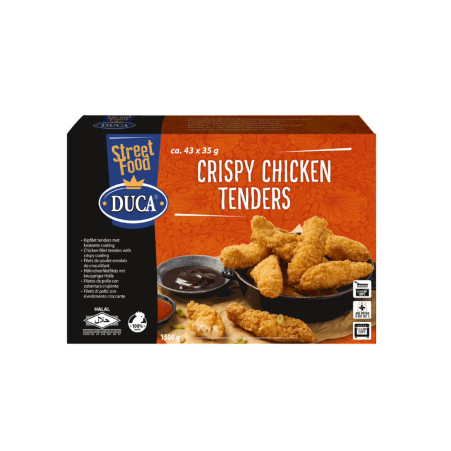 Tiras de pollo crujiente Duca (43x 35 gr)