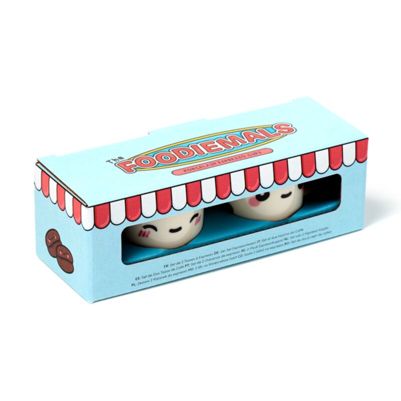 Foodiemals set 2 tazas de espresso de porcelana