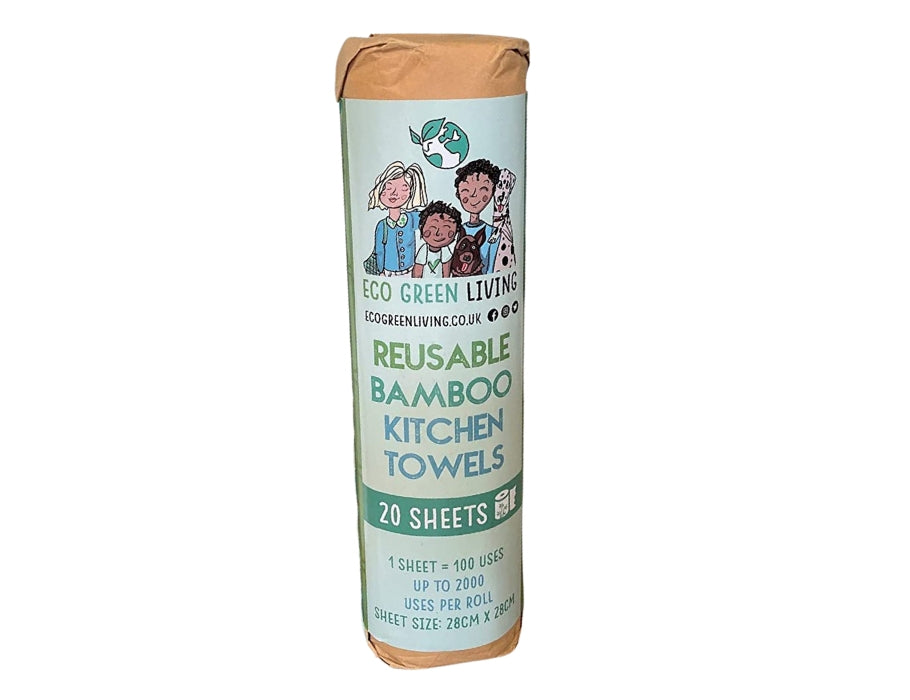 Rollo de cocina de bambú reutilizable Eco green living - 20 hojas
