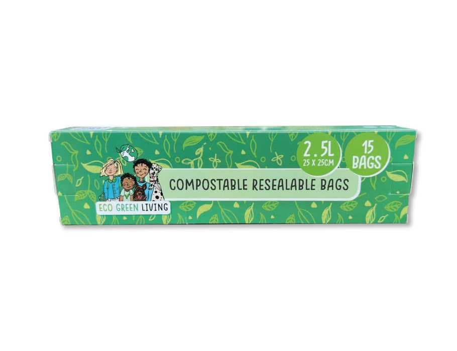 Sacchetti portaoggetti richiudibili compostabili Eco green living 2,5 litri - 15 pezzi