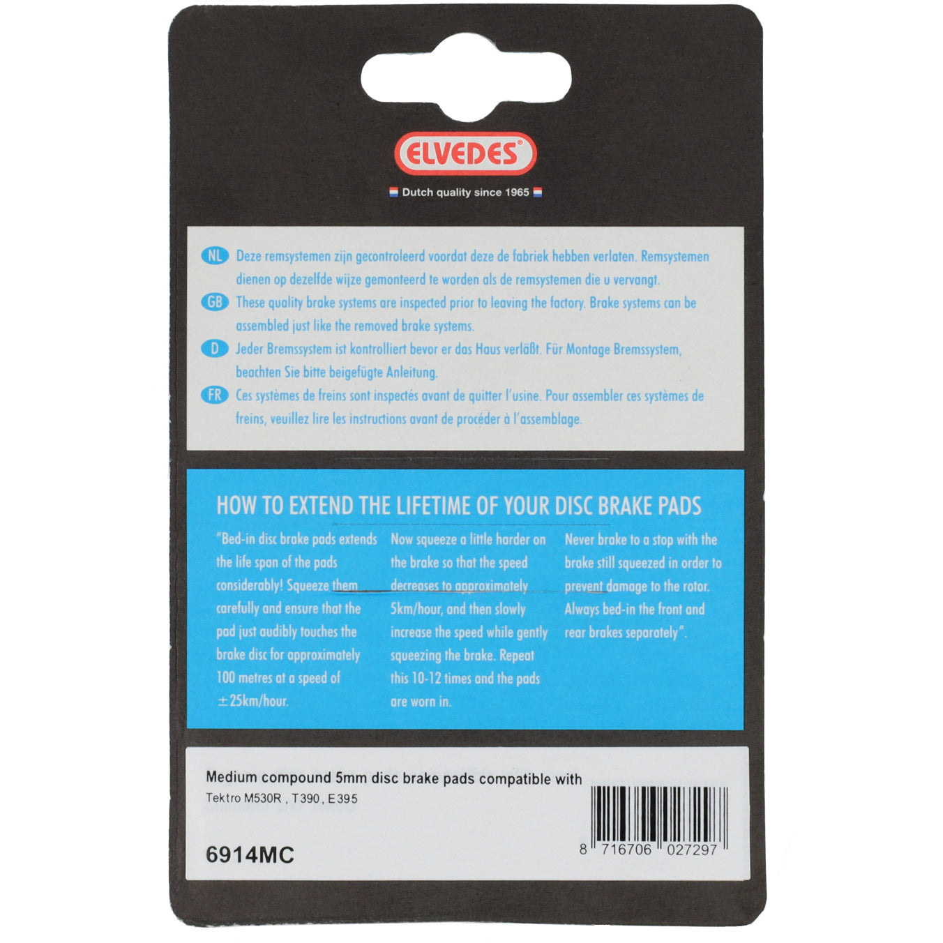 Conjunto de bloque de freno de disco Elvedes 6914mc 5 mm