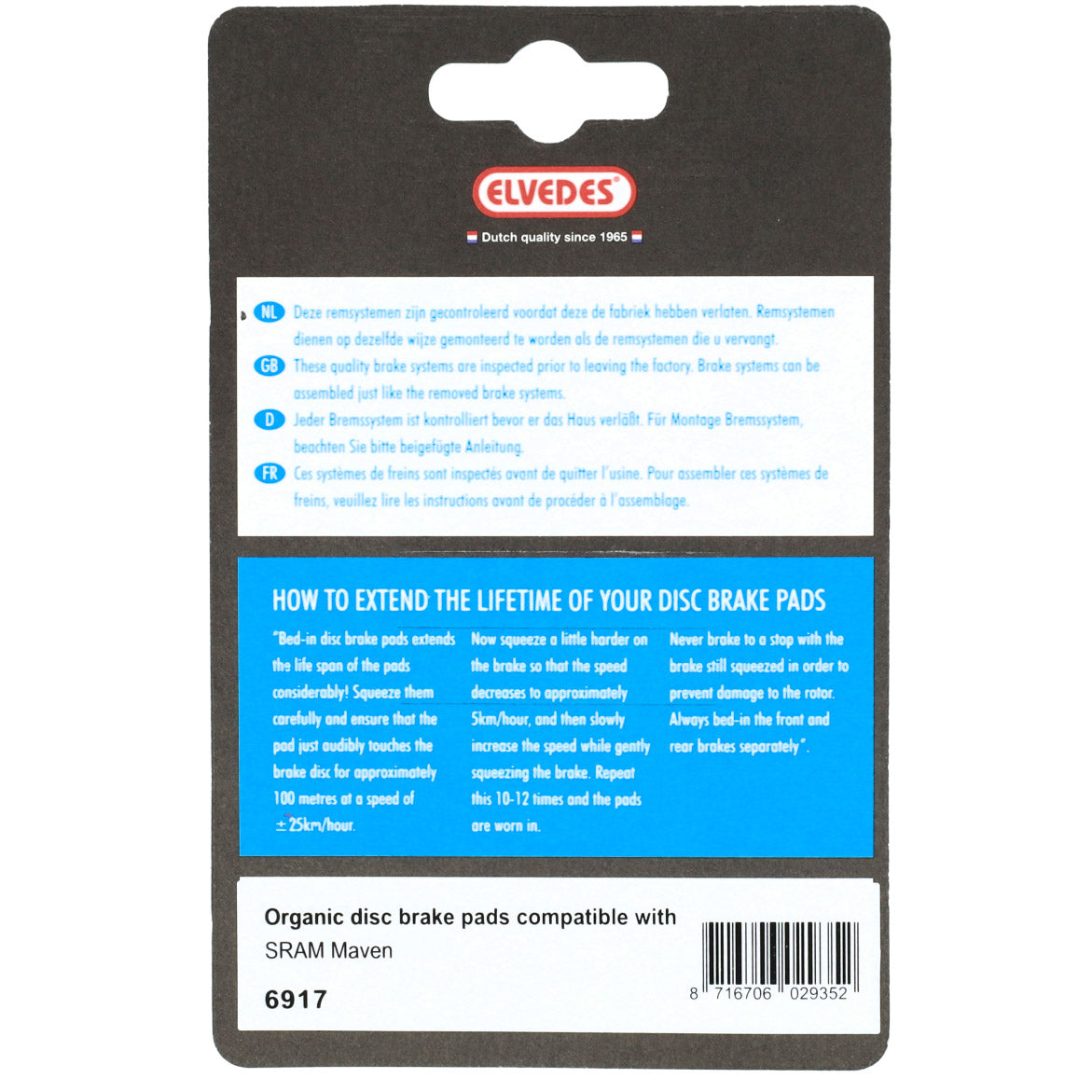Bloques de freno de disco Elvedes 6917 suave
