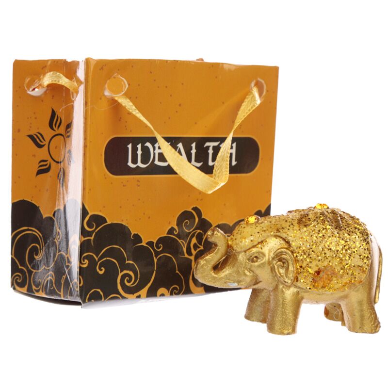 Mini Elefante della felicità glitter metallica in una borsa