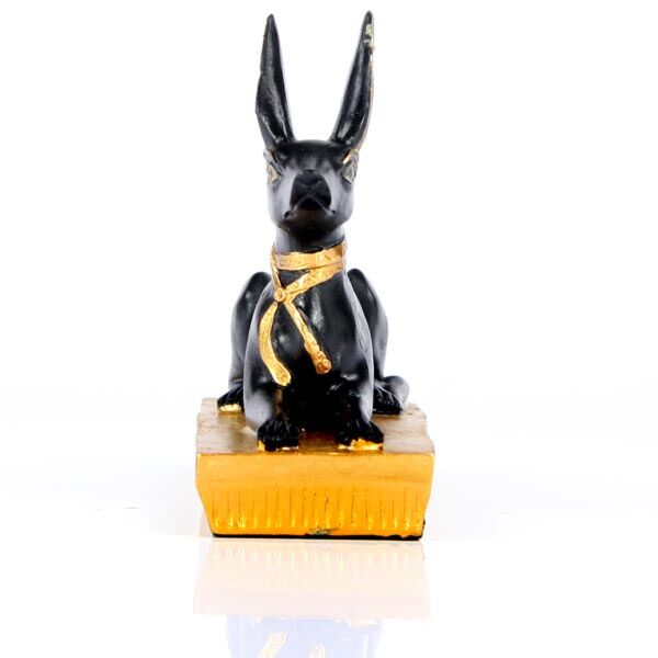 Egitto - Anubi in oro nero appoggiato all'indietro
