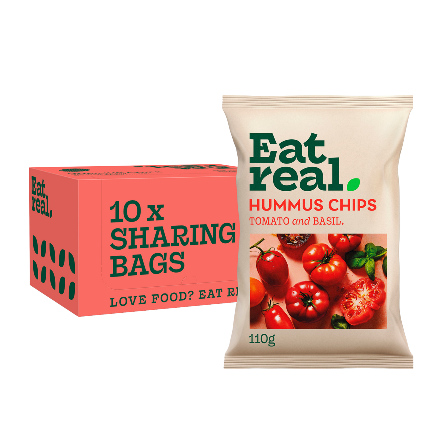 Mangia pomodori veri e; chips di hummus al basilico (10x 110gr) (pallina)