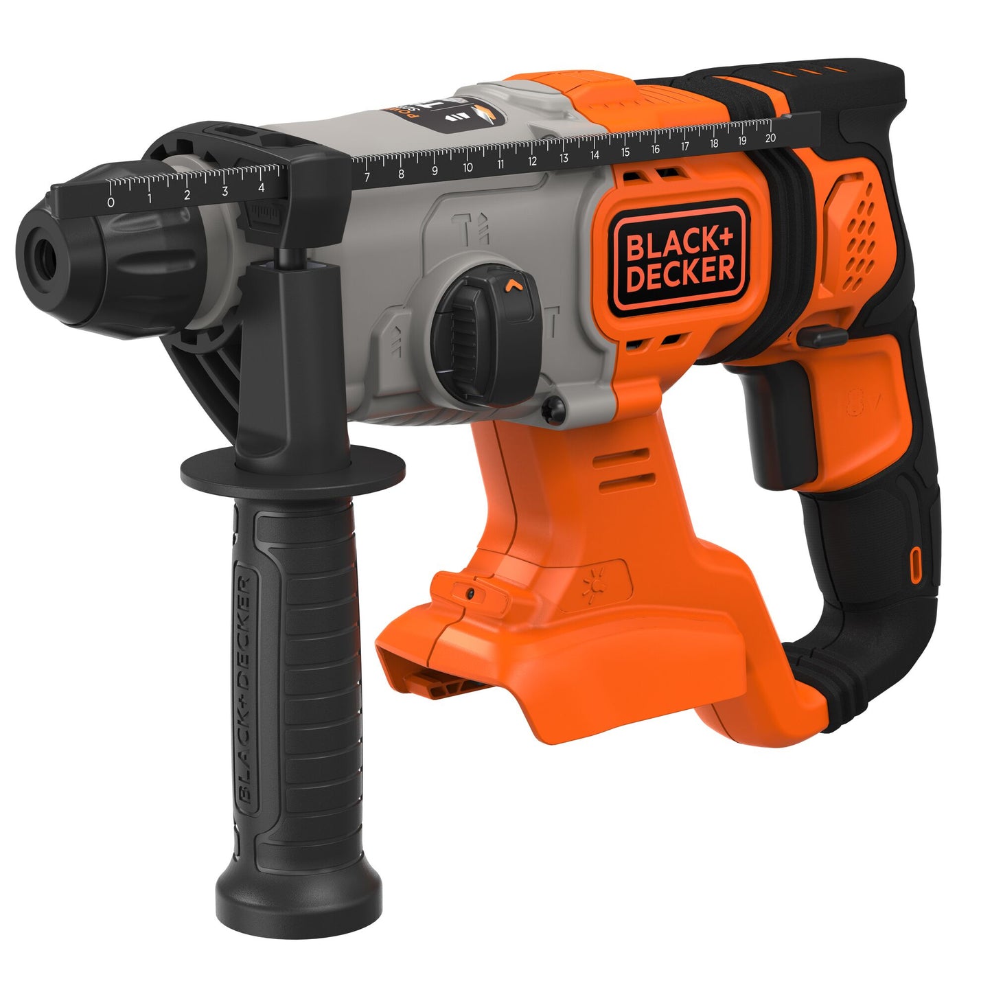Trapano a percussione Black+Decker BCD900B 18V 1.2J SDS+ | senza batteria | maniglia laterale | sosta profonda | Punta per calcestruzzo da 6 mm - bcd900b-xj