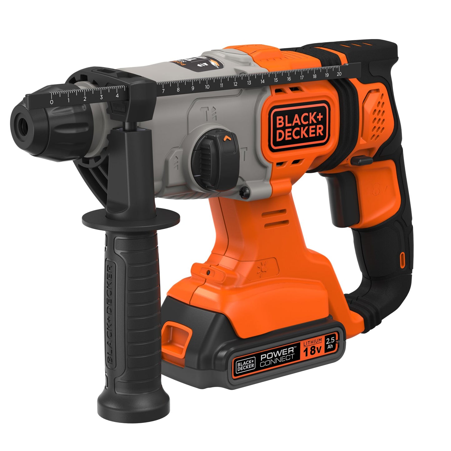 Taladro percutor black+decker bcd900e2k 18v 2x2.5ah 1.2j sds+ | 2x baterías 18v 2.5ah + cargador 1a | en caso - bcd900e2k-qw