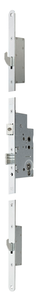 Cerradura de seguridad multipunto Nemef 5060 | accionado por manivela | kg*** | dm65mm | pc72mm | placa frontal de acero galvanizado 20x1950mm redondeada | dr 1+3 2+4 - a000326387